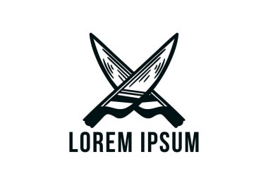 çapraz bıçak, kesim ve pişirme logo tasarımı