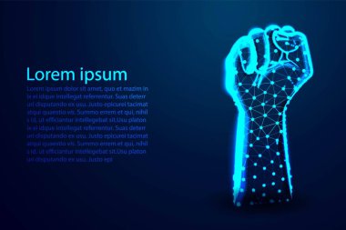 elleri sıkılmış, Oy Hakkı. Soyut Düşük Poli. Tel kafes tasarımı. Nokta ve çizgiyi bağlamaktan. Vektör İllüstrasyonu