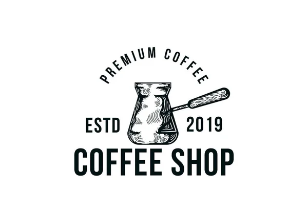Coffee equipment.Coffee tools. Hand drawn illustration, vintage coffee shop logo
