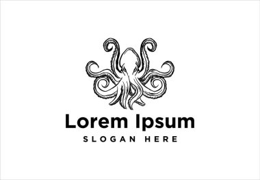 el çizilmiş ahtapot Logo İlham beyaz arka plan izole