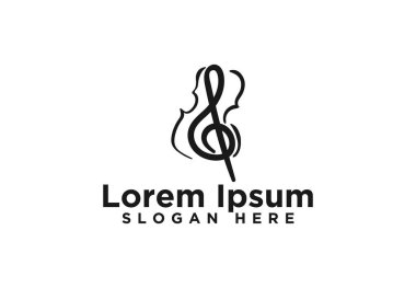 Müzik notası ve arp logo tasarımları, vektör illüstrasyon