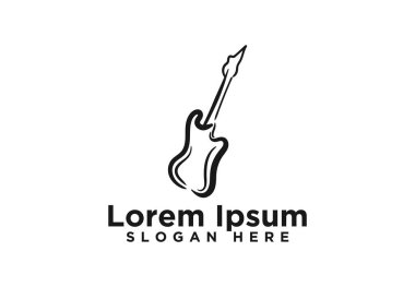 Soyut elektro gitar logosu, vektör illüstrasyon