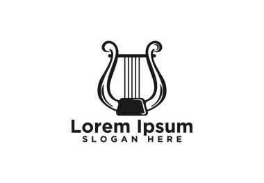 Harp, Müzikal logo tasarımı, vektör illüstrasyon