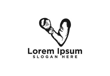 Kas kol görüntüsü ile sportif boks logosu şablonu