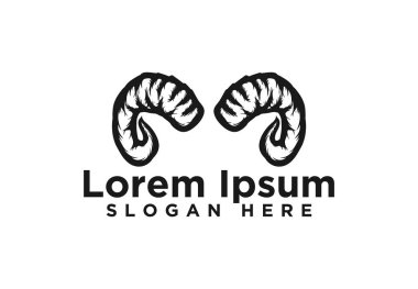 Koyun keçi boynuzu, Ram logo tasarımı, Vektör illüstrasyon
