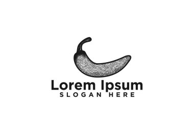 El çizilmiş Chili Logo Tasarımı, Vektör İllüstrasyon