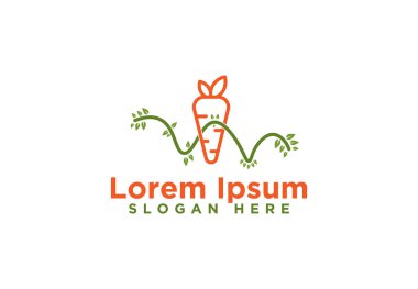 havuç, Sebze, Mono Line Logo Tasarımları, Vektör İllüstrasyon