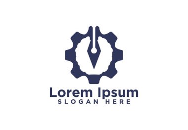 Dişli, Kalem Logo Tasarımları, Vektör İllüstrasyon