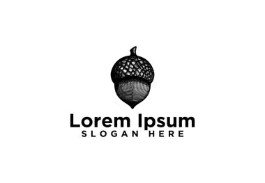 el fındık çizilmiş, sincap gıda Logo Tasarım Vektör İllüstrasyon