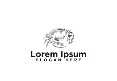 El Çizilmiş yengeç Logo Tasarımları Vektör İllüstrasyon