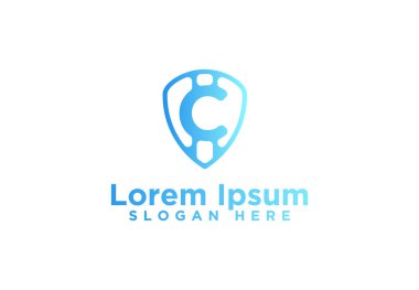 Kalkan ve C Harfi Logo Tasarımları Vektör İllüstrasyon