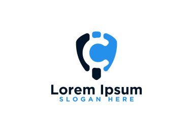 Kalkan ve C Harfi Logo Tasarımları Vektör İllüstrasyon