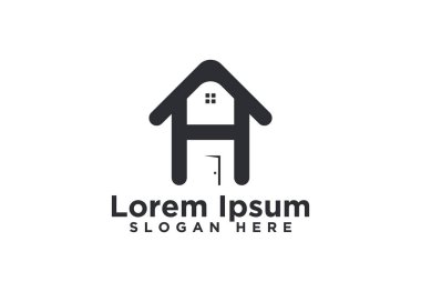 Mektup H, Ev Logo Tasarımları Vektör İllüstrasyon