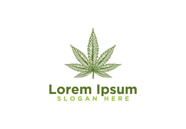 El Çizilmiş Yeşil akçaağaç esrar Logo Tasarımlar Vektör İllüstrasyon