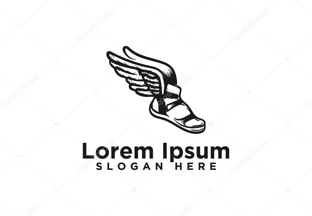 Shoe Wing, Speed Runing Logo Designs Vector Illustration