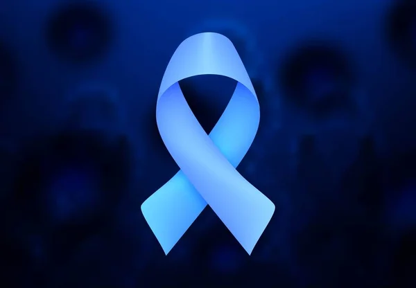 Cinta azul y células 3d, Conciencia del cáncer de mama, Ilustración vectorial — Vector de stock