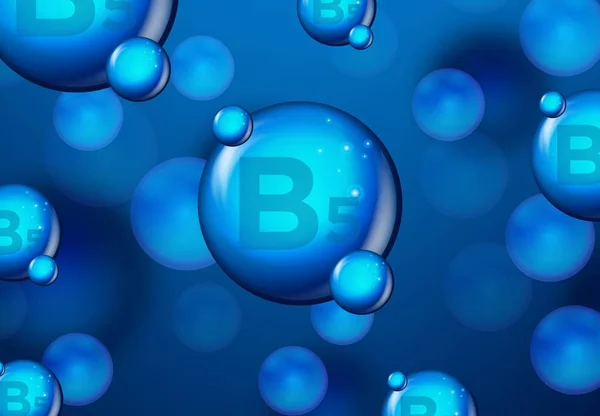 Vitamina B5 Azul brilhante ícone cápsula pílula. Complexo vitamínico com fórmula química. anúncios médicos e farmacêuticos. Ilustração vetorial — Vetor de Stock