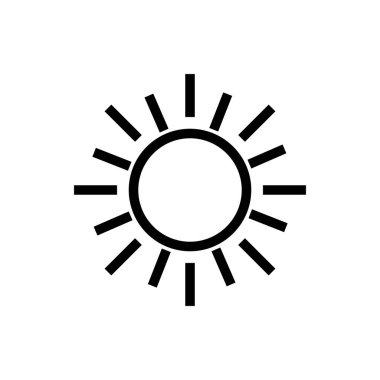 Beyaz arkaplanda izole edilmiş güneş sembolü vektör illüstrasyonu