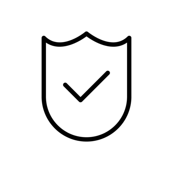 Marca Seleção Escudo Ícone Linha Símbolo Verificado Ilustração Vetorial — Vetor de Stock