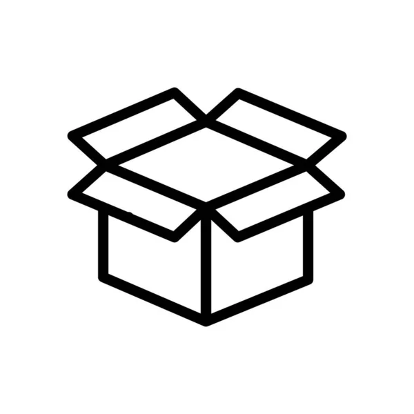 オープンボックスのシンボルラインアイコン ベクトルイラスト — ストックベクタ