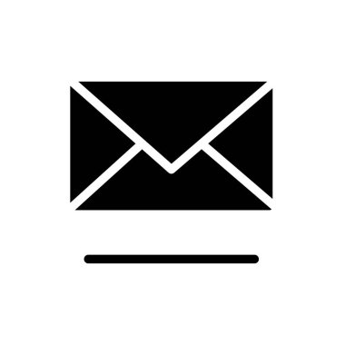 mektup, zarf, mesaj sembolü düz siyah çizgi simgesi, Vektör İllüstrasyonu