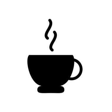 Kahve fincanı sembolü düz siyah çizgi simgesi, Vektör İllüstrasyonu
