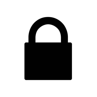 kilit, asma kilit, güvenlik konsepti sembolü düz siyah çizgi simgesi, Vektör Resimleri