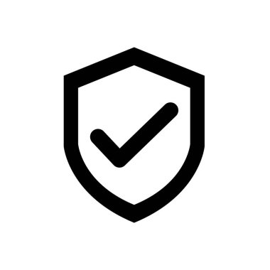 mk kalkan simgesini kontrol et düz siyah çizgi simgesi, Vektör İllüstrasyonu