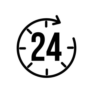 Beyaz arkaplanda 24 saat simge vektör resimlemesi izole edildi