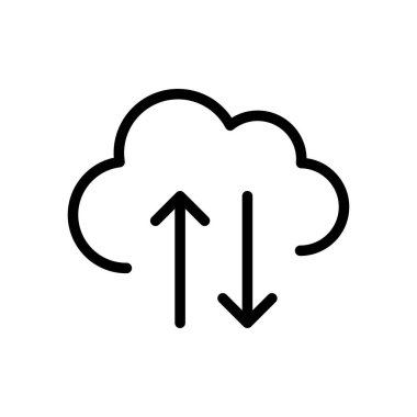 Bulut aktarım çizgisi simgesi çizimi beyaz arkaplanda izole edildi