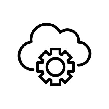 Bulut güvenlik vites çizgisi ikon vektör çizimi