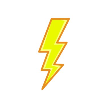 Yıldırım. Şimşek çizgisi tarzı sarı düz renk simgesi