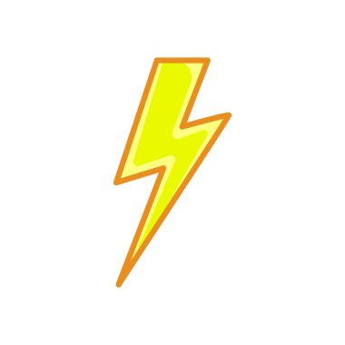 Yıldırım. Şimşek çizgisi tarzı sarı düz renk simgesi
