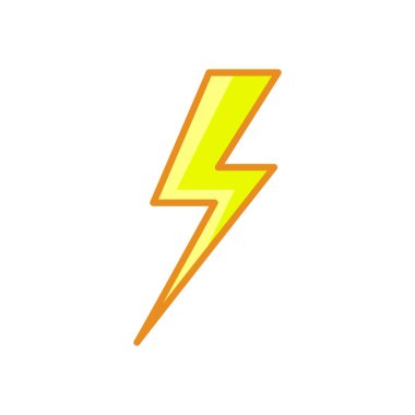 Yıldırım. Şimşek çizgisi tarzı sarı düz renk simgesi