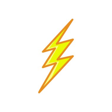 Yıldırım. Şimşek çizgisi tarzı sarı düz renk simgesi
