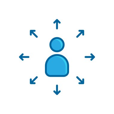 insanlar mavi düz simgeyi okla