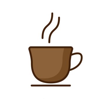 Kahve fincanı ikonu seti. Kahve fincanı koleksiyonu. Sıcak içecek kahverengi düz simge.