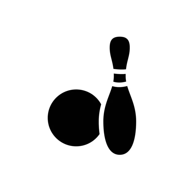 Bowling Symbol Flache Schwarze Ikone Vektor Illustration — Stockvektor
