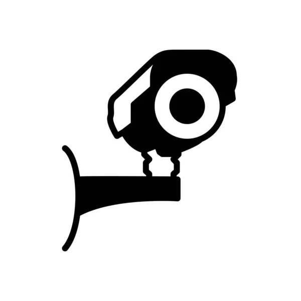 Cctv Kamera Biztonsági Szimbólum Lapos Fekete Vonal Ikon Vektor Illusztráció — Stock Vector