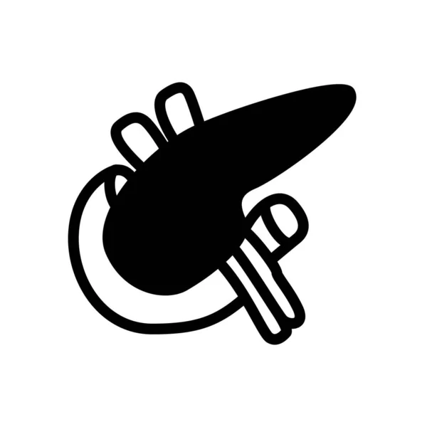 Символ Поджелудочной Железы Плоская Черная Линия Значок Векторная Иллюстрация — стоковый вектор