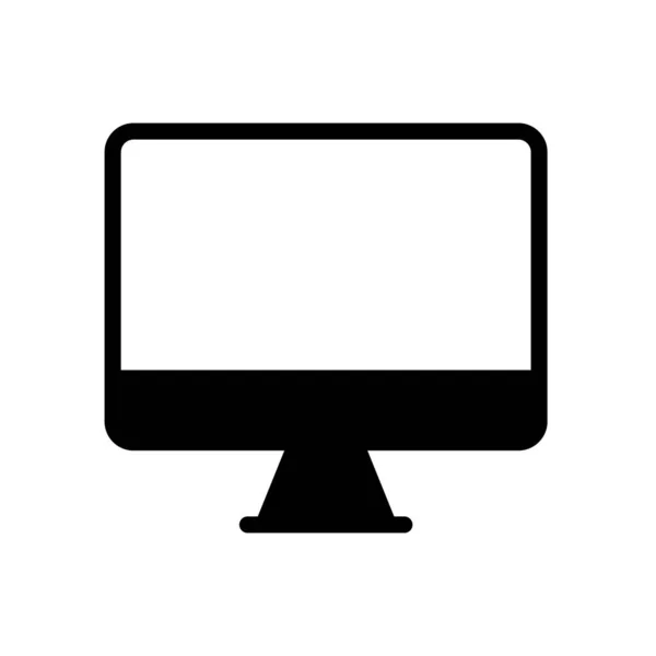 Monitorsymbol Flache Schwarze Linie Vektorillustration — Stockvektor