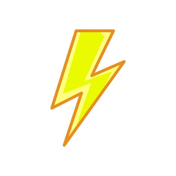 Lightning Bolt Thunderbolt Line Style Yellow Color Flat Icon — Stock Vector