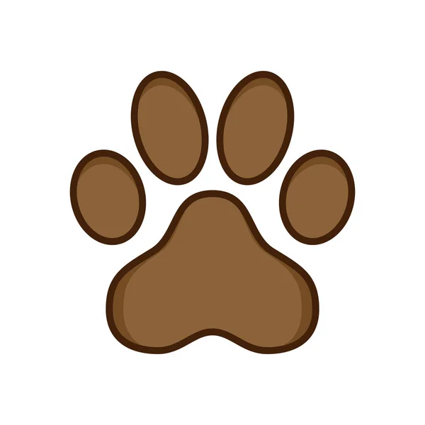 爪印套件 动物的爪子脚印 褐色扁平图标 — 图库矢量图片