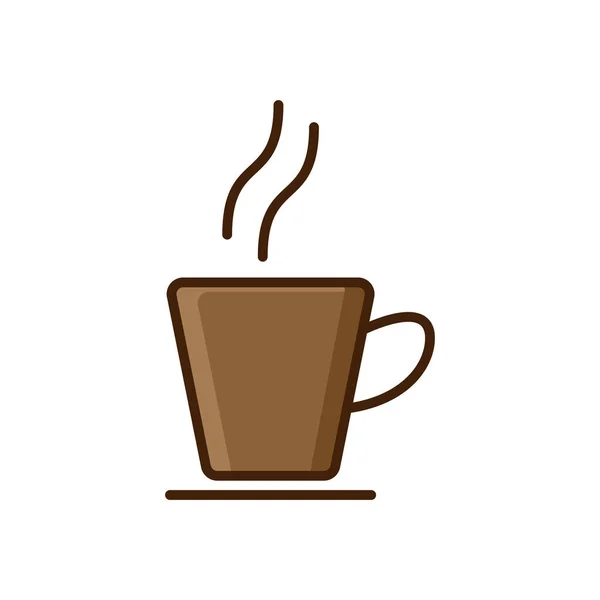 コーヒーカップのアイコンセット コーヒーティーコレクションのカップ ホットドリンクブラウンフラットアイコン — ストックベクタ