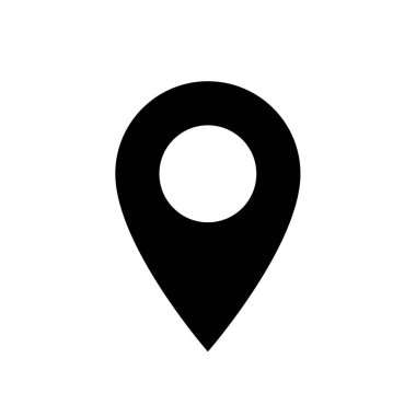 pin haritası simgesi düz siyah simge vektör çizimi