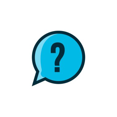 soru işareti mavi sohbet sembolü çizimi