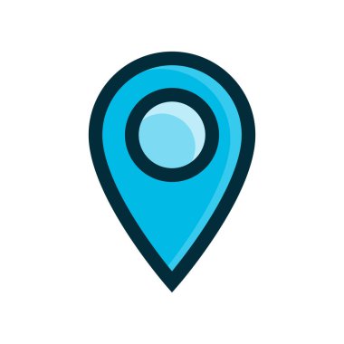 pin haritası sembolü mavi simge vektör çizimi beyaz arkaplanda izole edildi