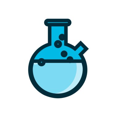 Cam laboratuar sembolü mavi simge vektör çizimi beyaz arkaplanda izole edildi