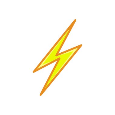 Yıldırım. Şimşek çizgisi tarzı sarı düz renk simgesi