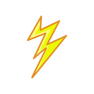 Yıldırım. Şimşek çizgisi tarzı sarı düz renk simgesi